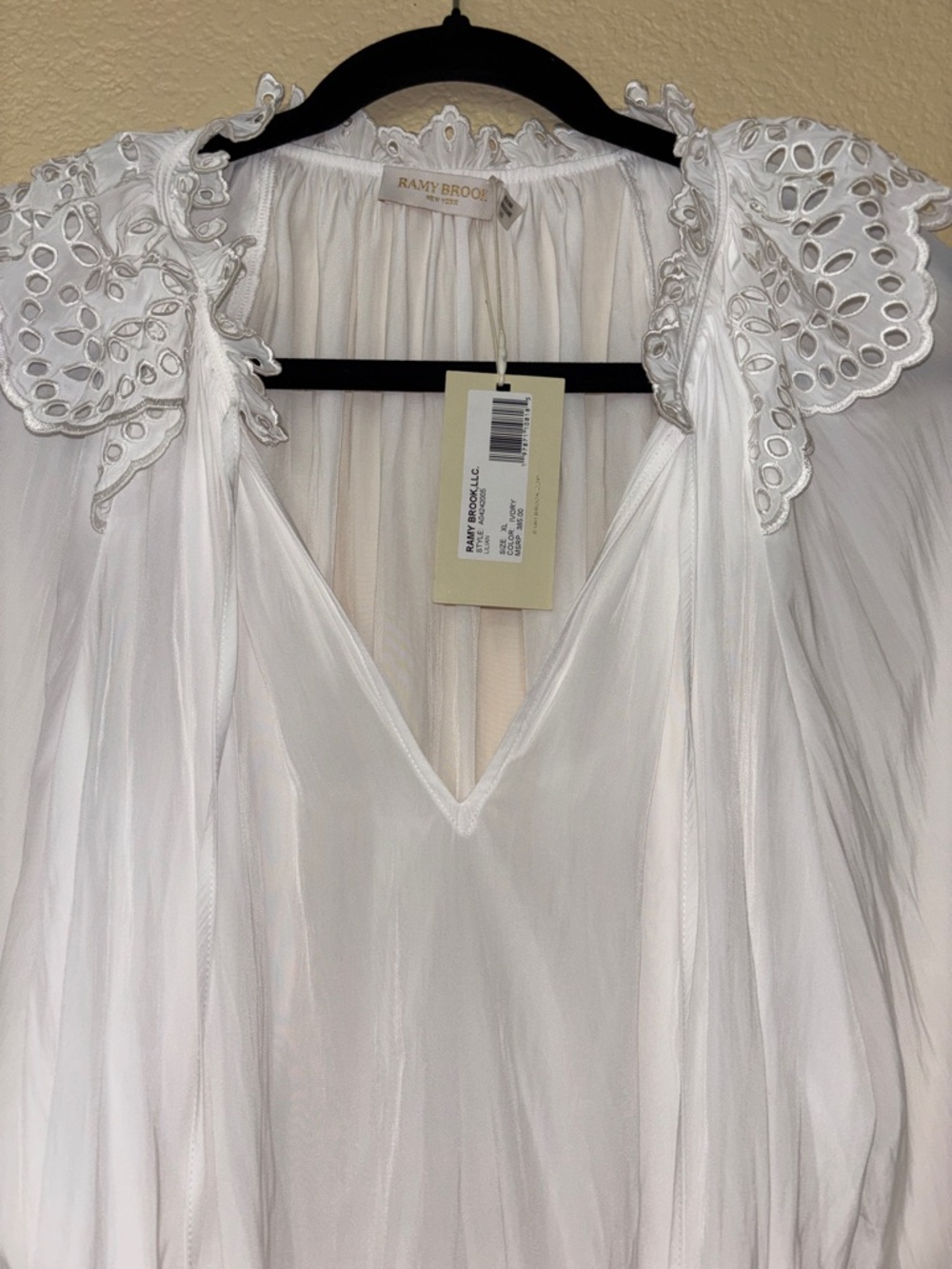 Ramy Brook Lilian Ruffle Eyelet Top White XL NWT - Picture 4 of 10